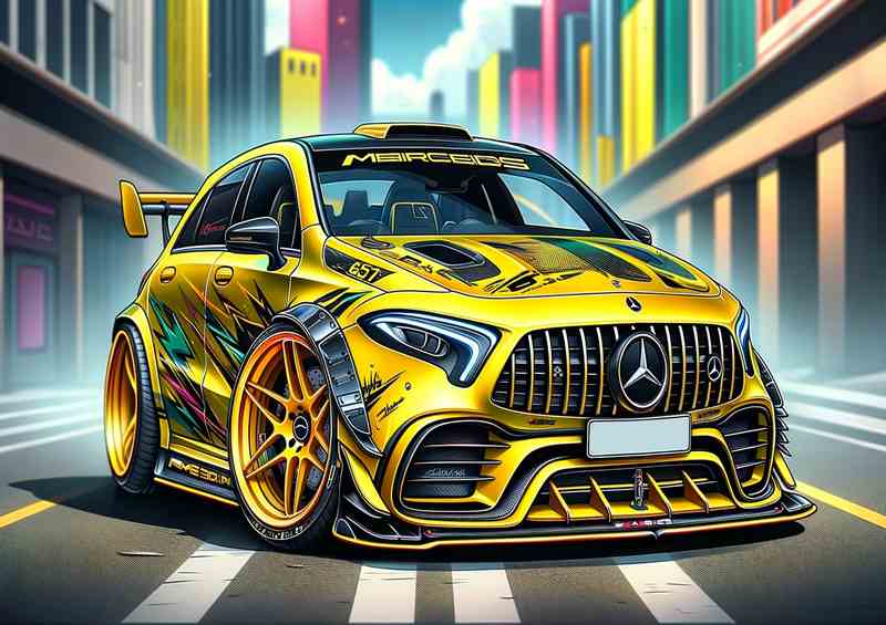 Mercedes AMG A45 S with a nice yellow paint job