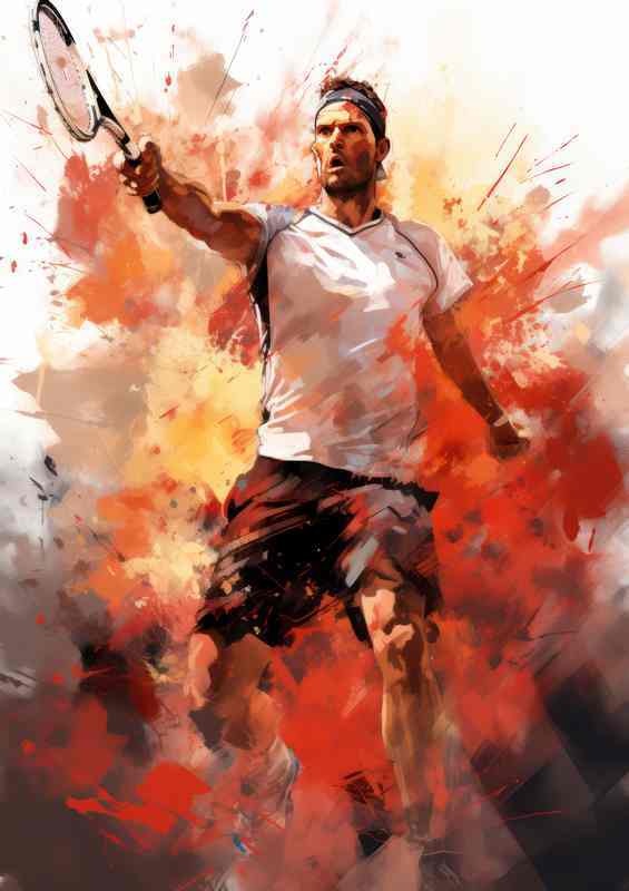 Tennis palyer splash art abstract style