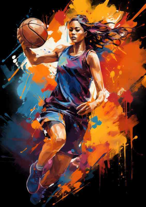 The Lady art of basketball on the wall