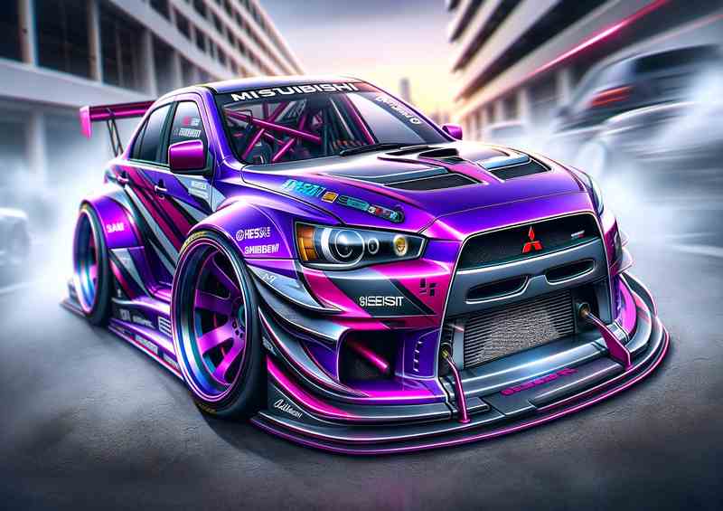 Mitsubishi street racing car with oversized features