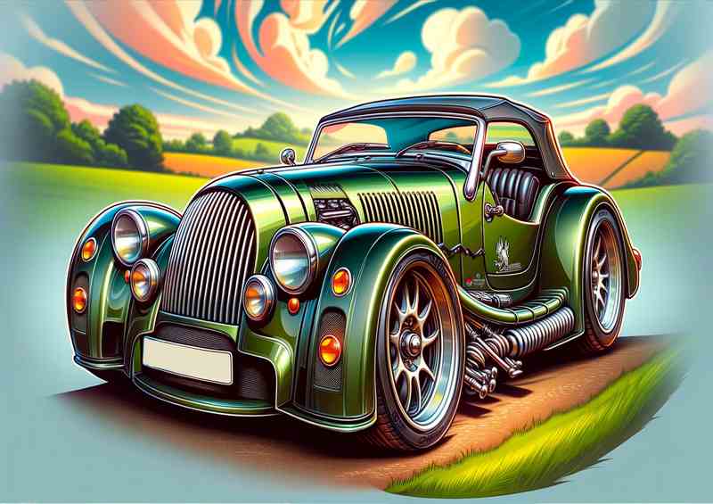 Vintage Green Morgan Car Metal Poster