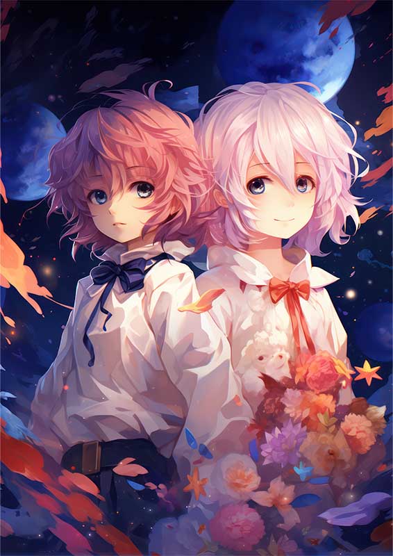 Oeon lulu dressed in white with pink anime girls