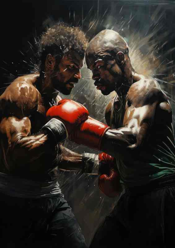 Two Boxers fightin In the ring