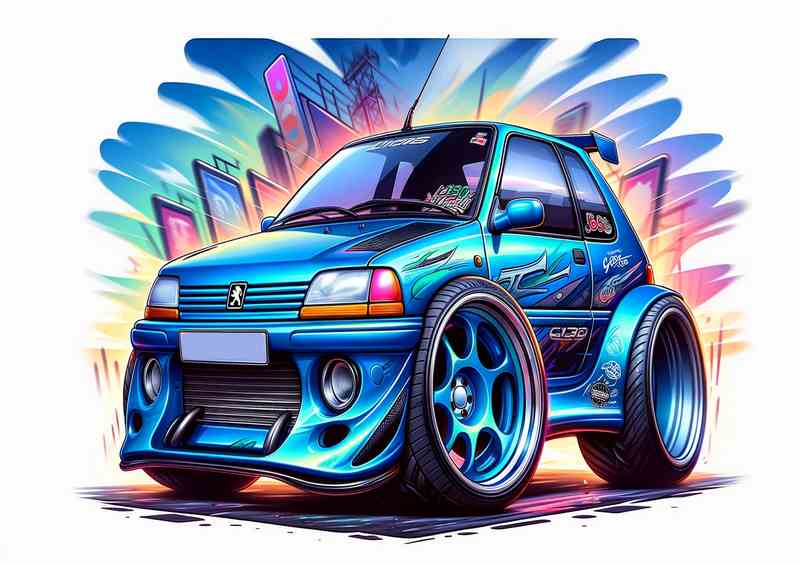 Peugeot 106 Lively Blue Metal Poster