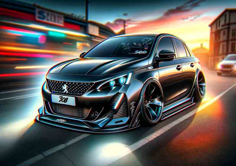 Peugeot 308 Blackout Metal Poster