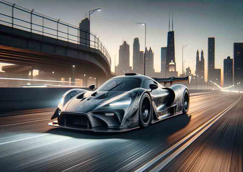 Sleek Street Racing Car Metal Poster