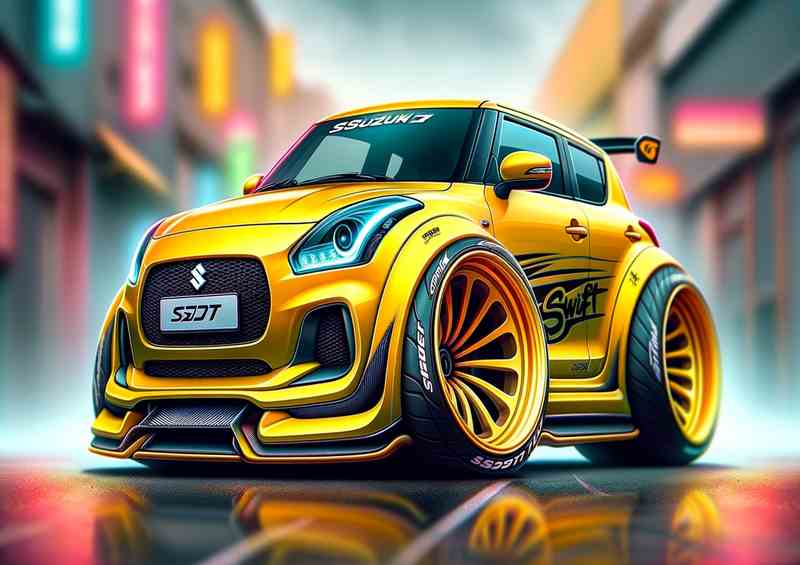 Suzuki Swift Sport with extremely exaggerated yellow