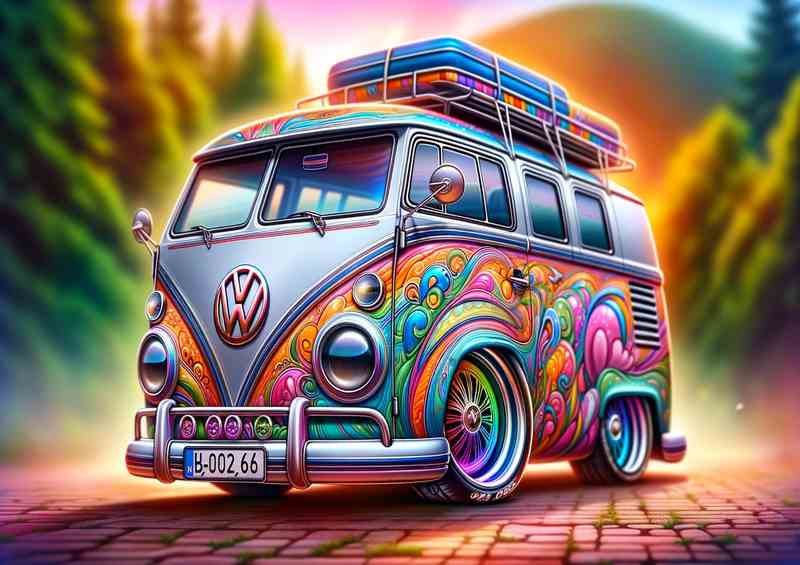 VW Camper The van is designed with a colorful paints