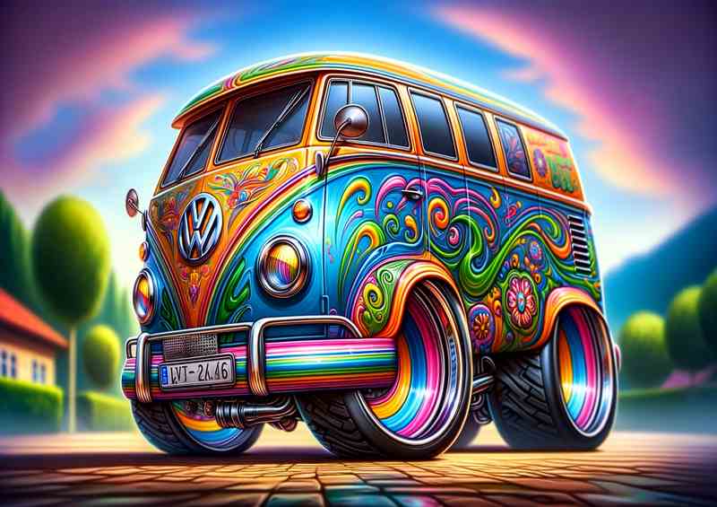 VW Colorblast Camper Metal Poster