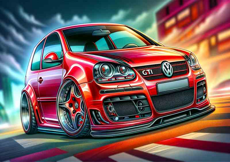 Volkswagen Golf GTI with extremely exaggerated features
