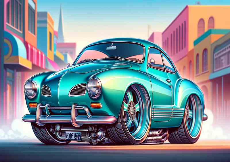 Volkswagen Karmann Ghia with cartoon style features