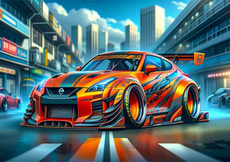 a Nissan street racing car with oversized features