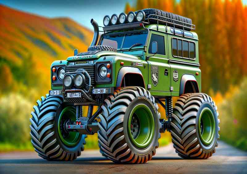 Exaggerated Land Rover Metal Poster