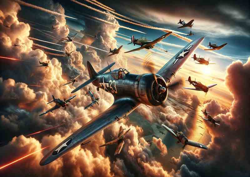 Vintage WWII Planes Metal Poster