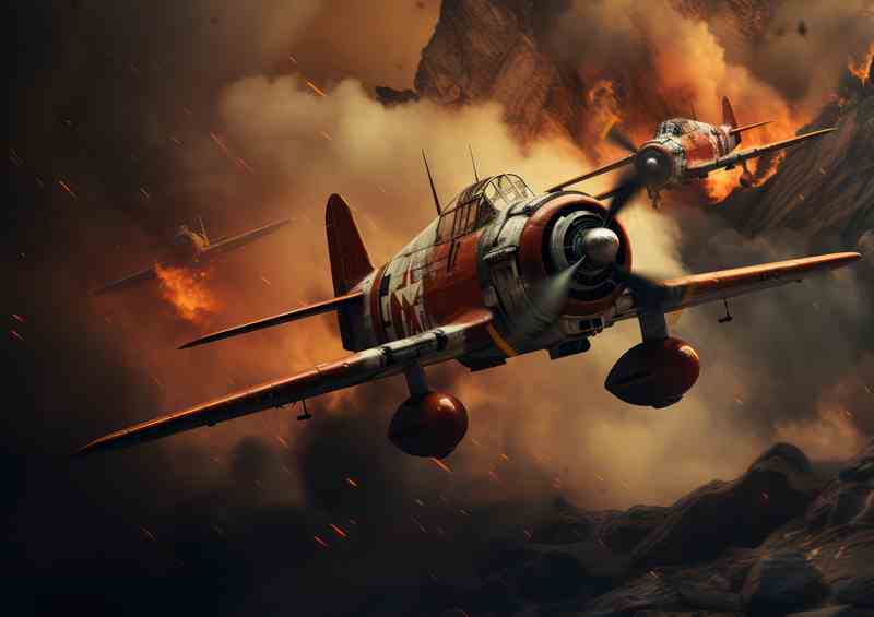 Vintage Fighter Airplanes Formation