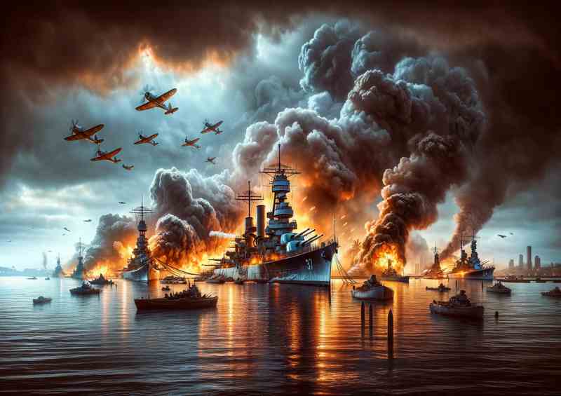 Historic Pearl Harbor Attack Scene