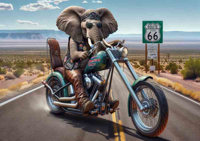 Solo Animal on an American Chopper on Route 66 Elephant