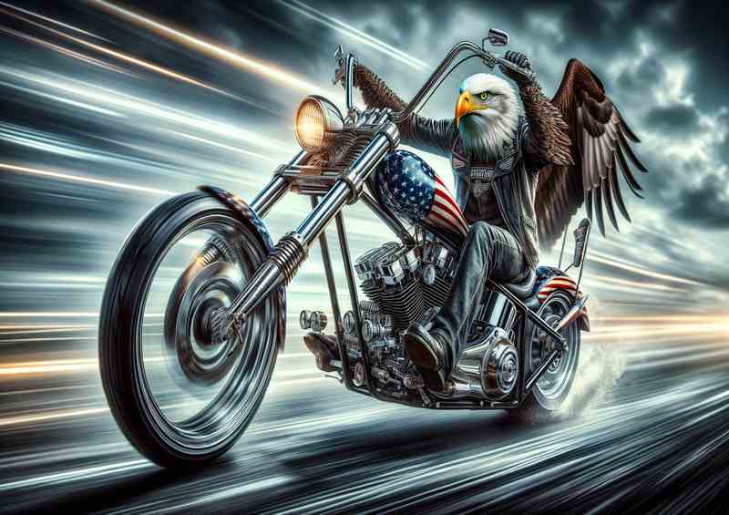 Solo Eagle Riding a Chopper