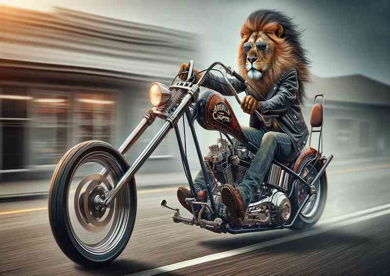 Solo Lion Riding a Chopper