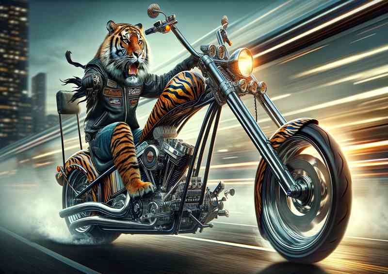 Solo Tiger Riding a Chopper