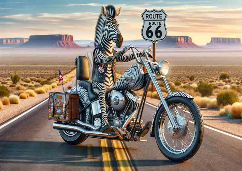 Solo Zebra on an American Chopper on Route 66