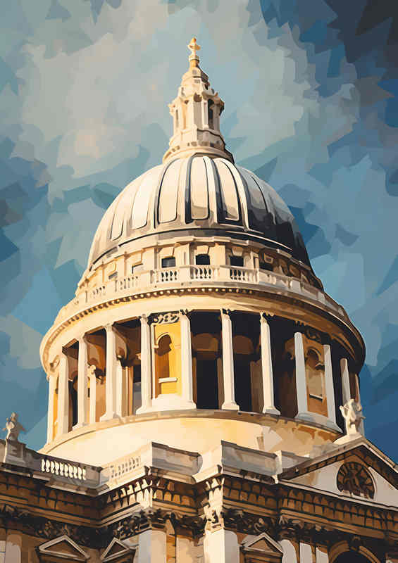A painting style of St Pauls dome in london