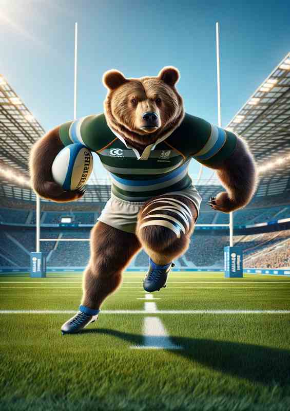 Bear Playing Rugby