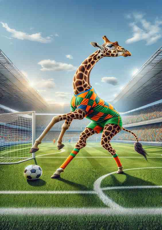 Giraffe Playing Football