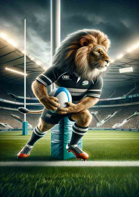 Lion Playing Rugby