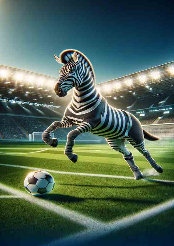 Zebra Playing Football in Soccer Outfit
