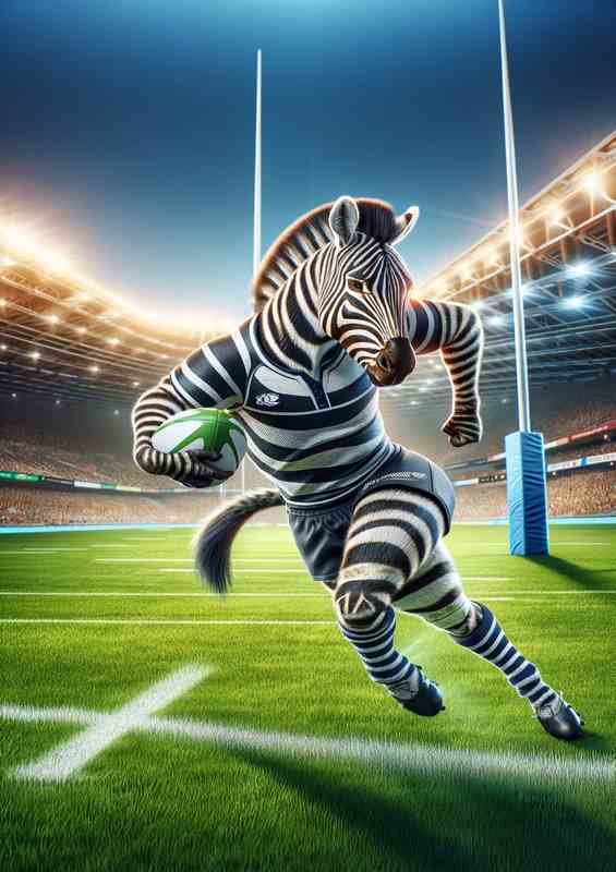 Zebra Playing Rugby