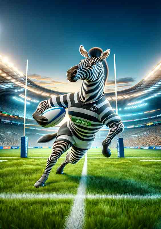 Zebra Playing Rugby in Rugby Outfit