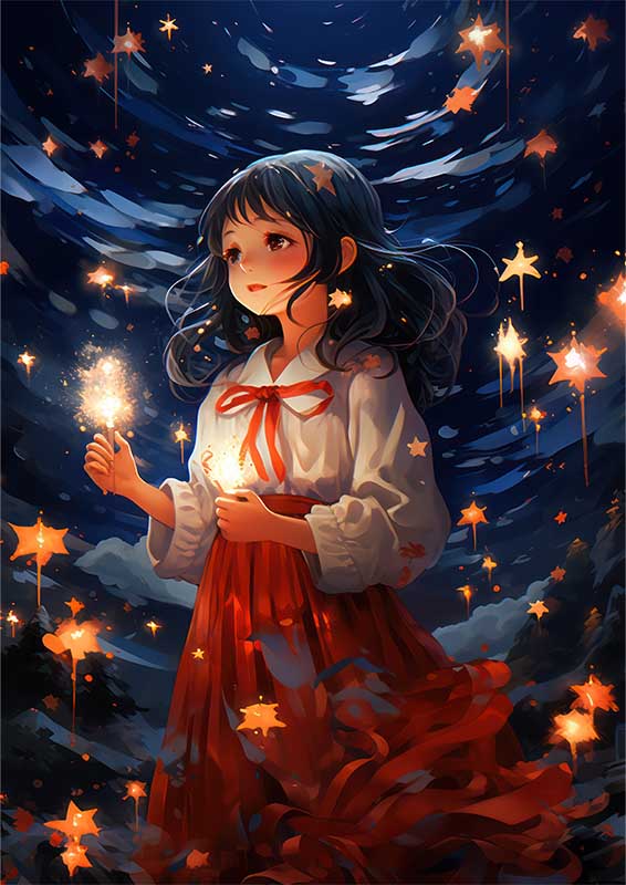 Several friends and women playing with the stars