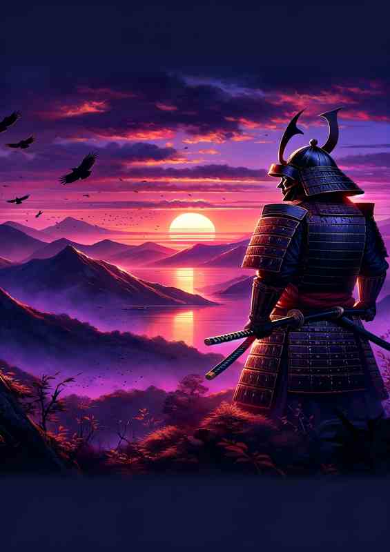 Samurai Warrior Sunset Ancient Japan at dusk