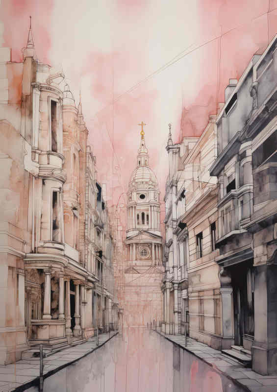 Looking down a lindon street view soft tones