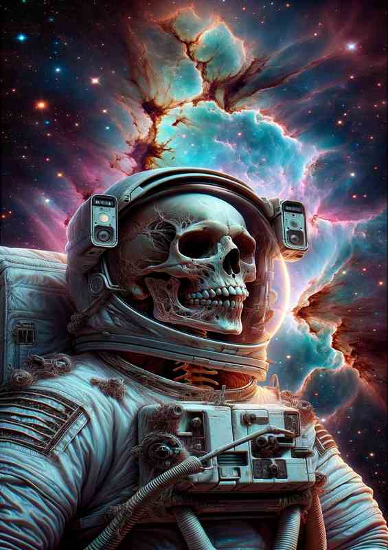 Cosmic Voyage Astronaut Skeleton Space Odyssey