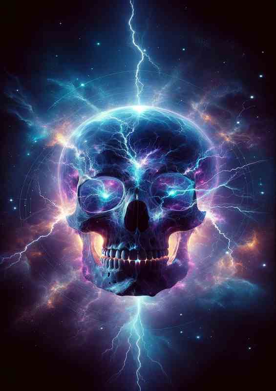 Ethereal Electric Skull Cosmic Visualization