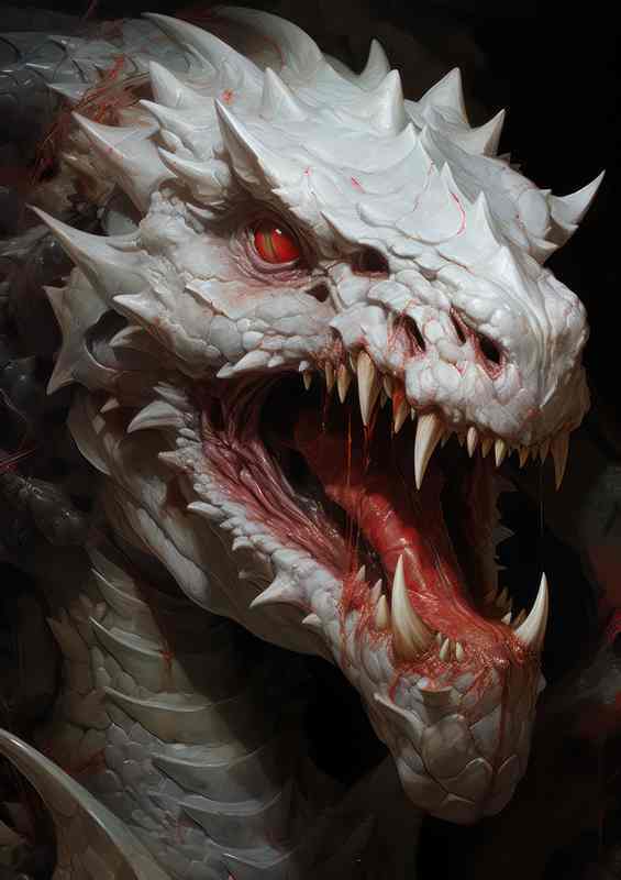 A Mummy dragon with white fangs