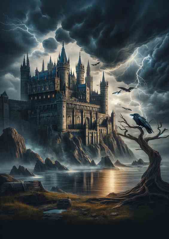 Gothic Cliff Castle Metal Print
