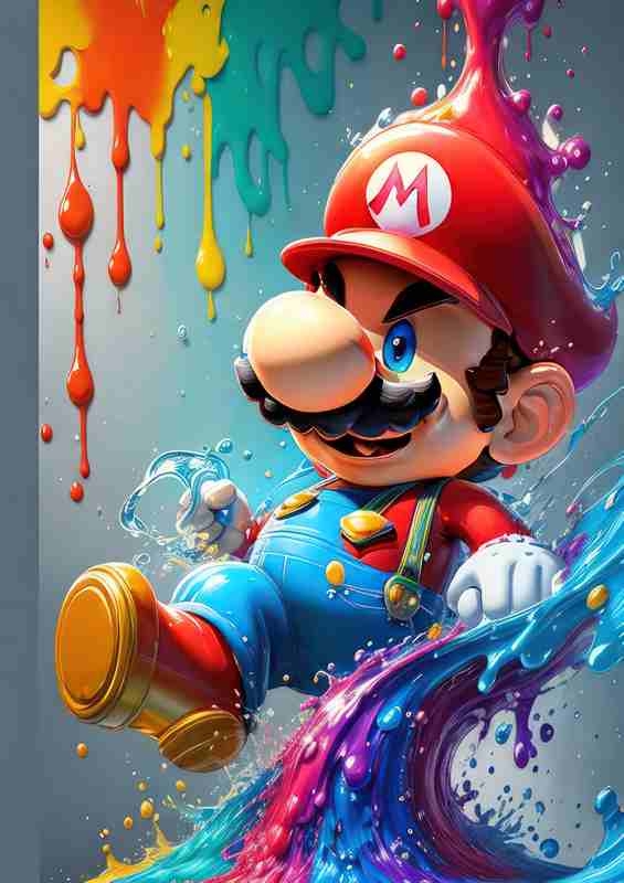 colourful mario splast art style