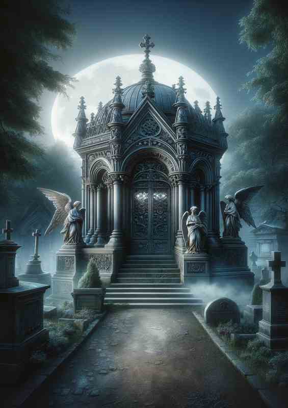 Whispering Gothic Mausoleum | Moonlit Metal Poster