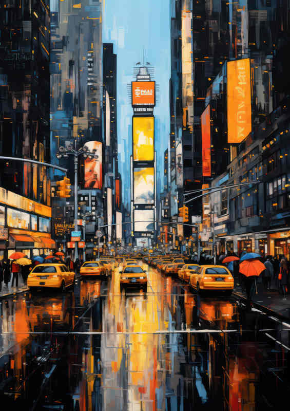 Painting of the city new your cabbies
