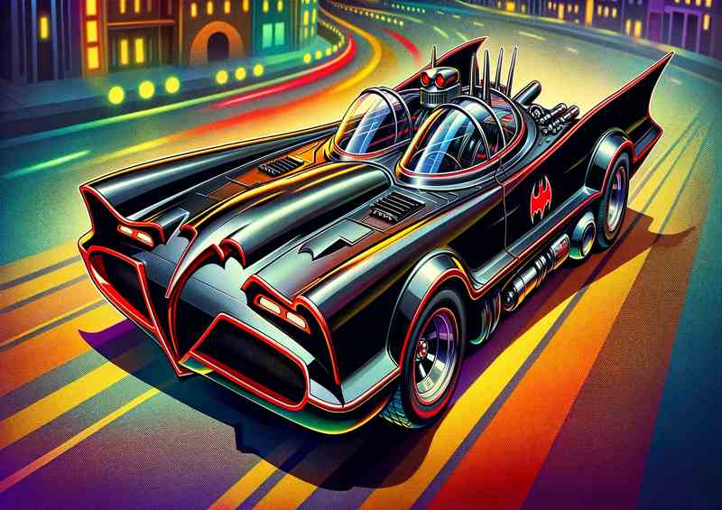1966 Batmobile style black and red cartoon