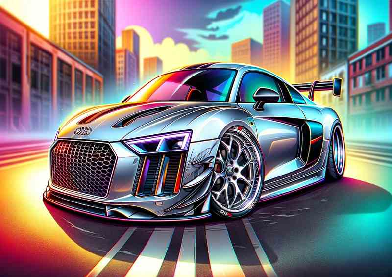 Audi R8 style in a sleek silver paint