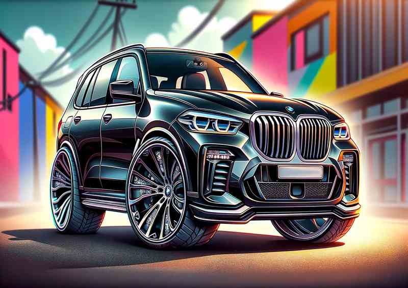 BMW X5 4x4 style in black cartoon