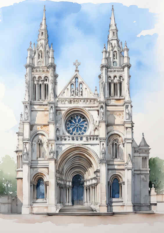 Saint pauls church iin a splendid watercolour style