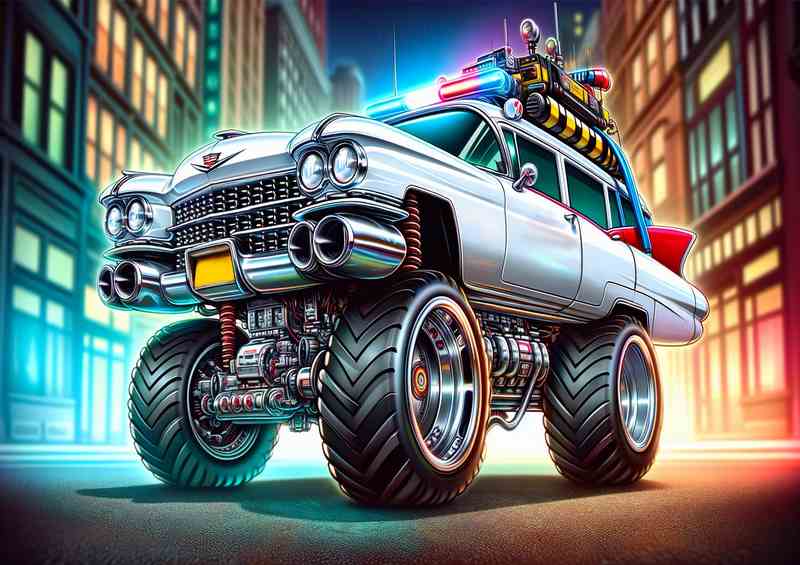 Ecto-1 Big Wheel Metal Poster