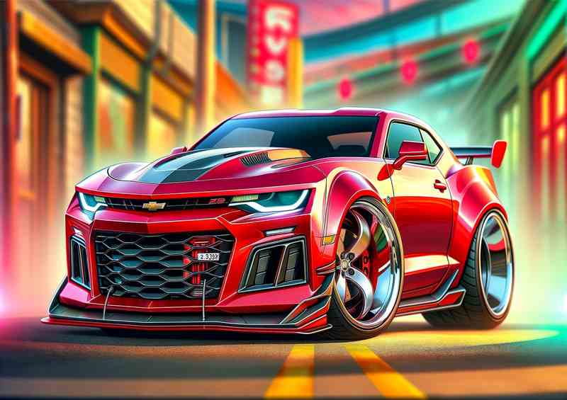 Camaro Z Cartoon Metal Poster - Exaggerated Style