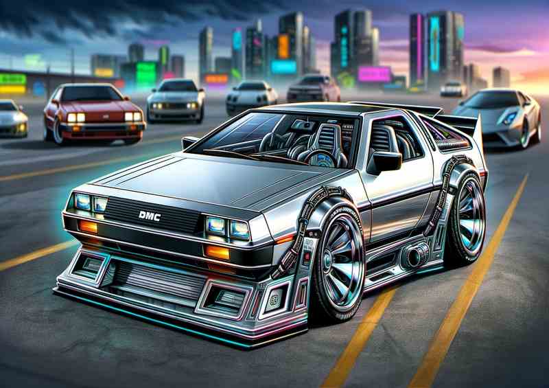 DeLorean DMC with extremely exaggerated features