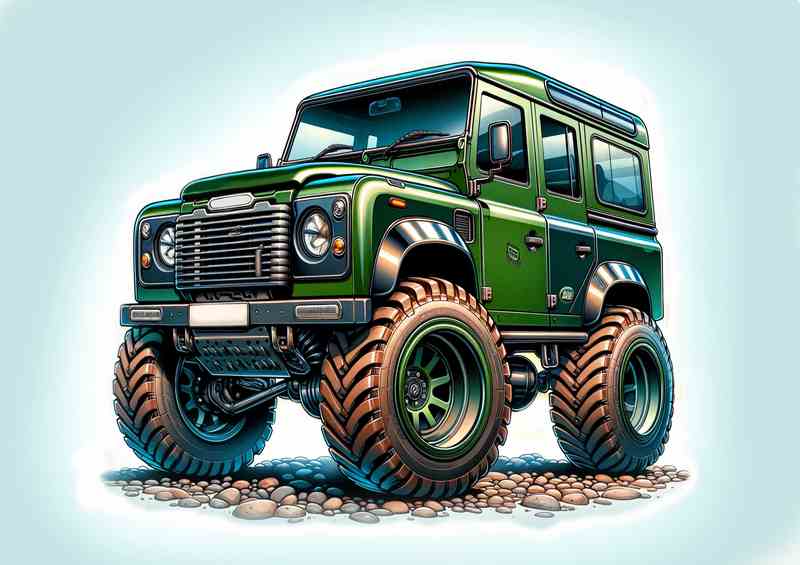 Defender 4x4 style with big wheels cartoon